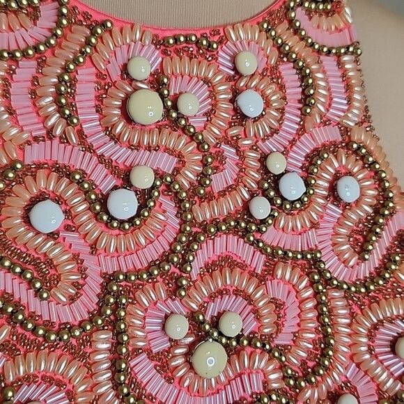 NWT Rachel Allan Neon Coral Beaded Halter A‎ Line Backless Formal Gown 8 - Picture 4 of 15